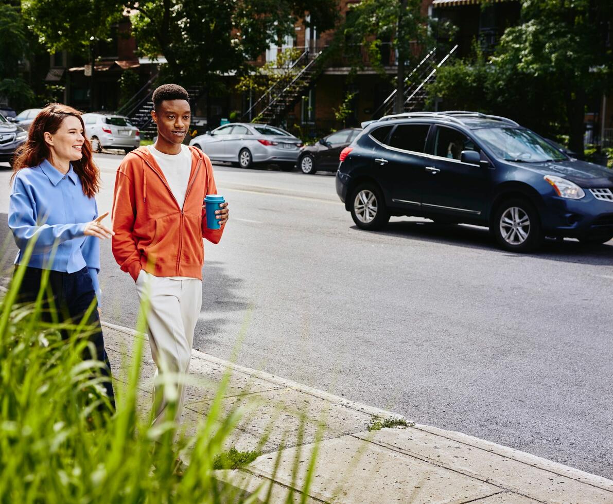 Two people in conversation